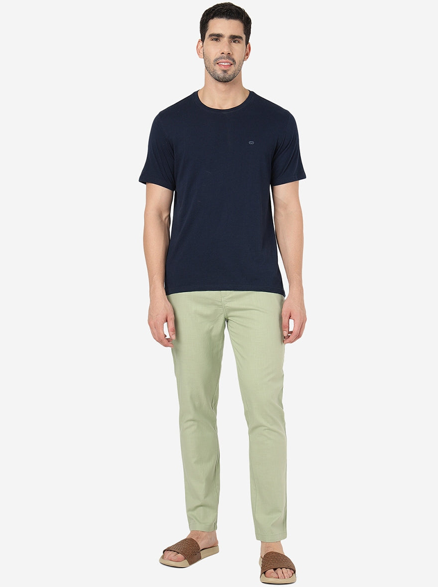 Sage Green Solid Slim Fit Track Pant | JadeBlue