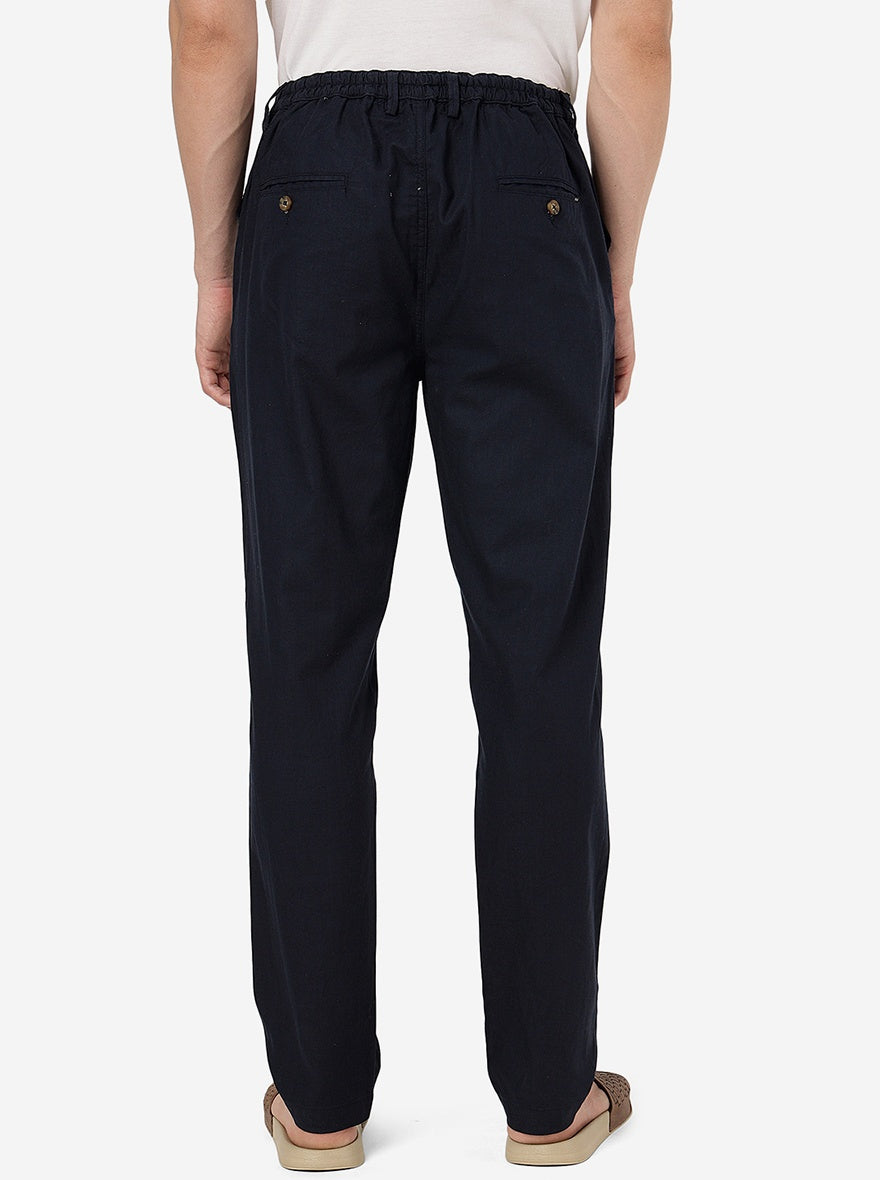 Dark Blue Solid Slim Fit Track Pant | JadeBlue