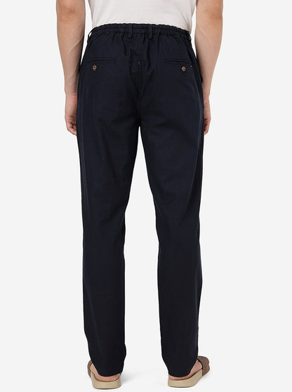Dark Blue Solid Slim Fit Track Pant | JadeBlue