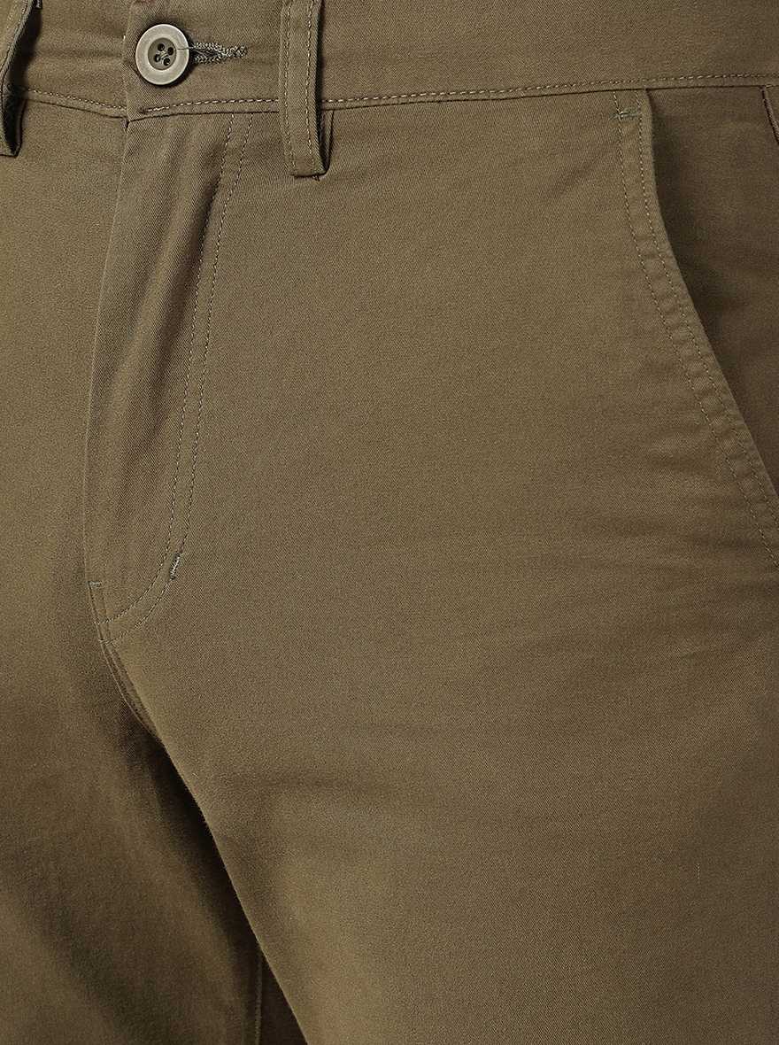 Dark Olive Solid Slim Fit Shorts | JadeBlue