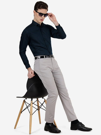 Light Grey Solid Super Slim Fit Formal Trouser | JadeBlue Youth