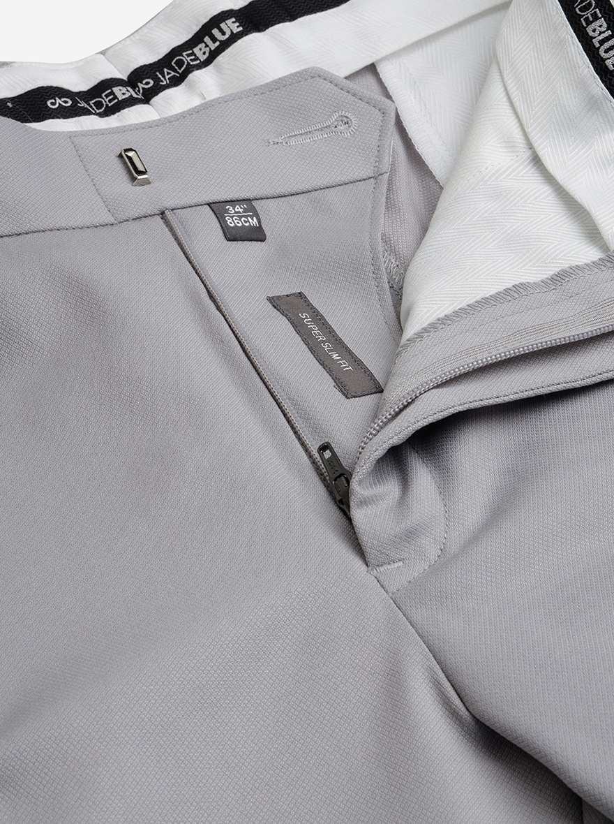 Light Grey Solid Super Slim Fit Formal Trouser | JadeBlue Youth