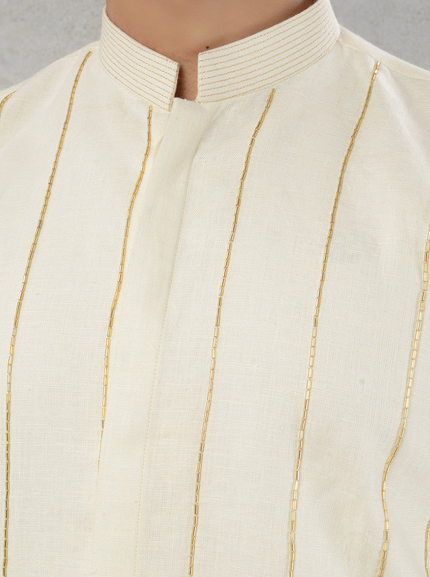 Cream  Kurta Pajama | TULA