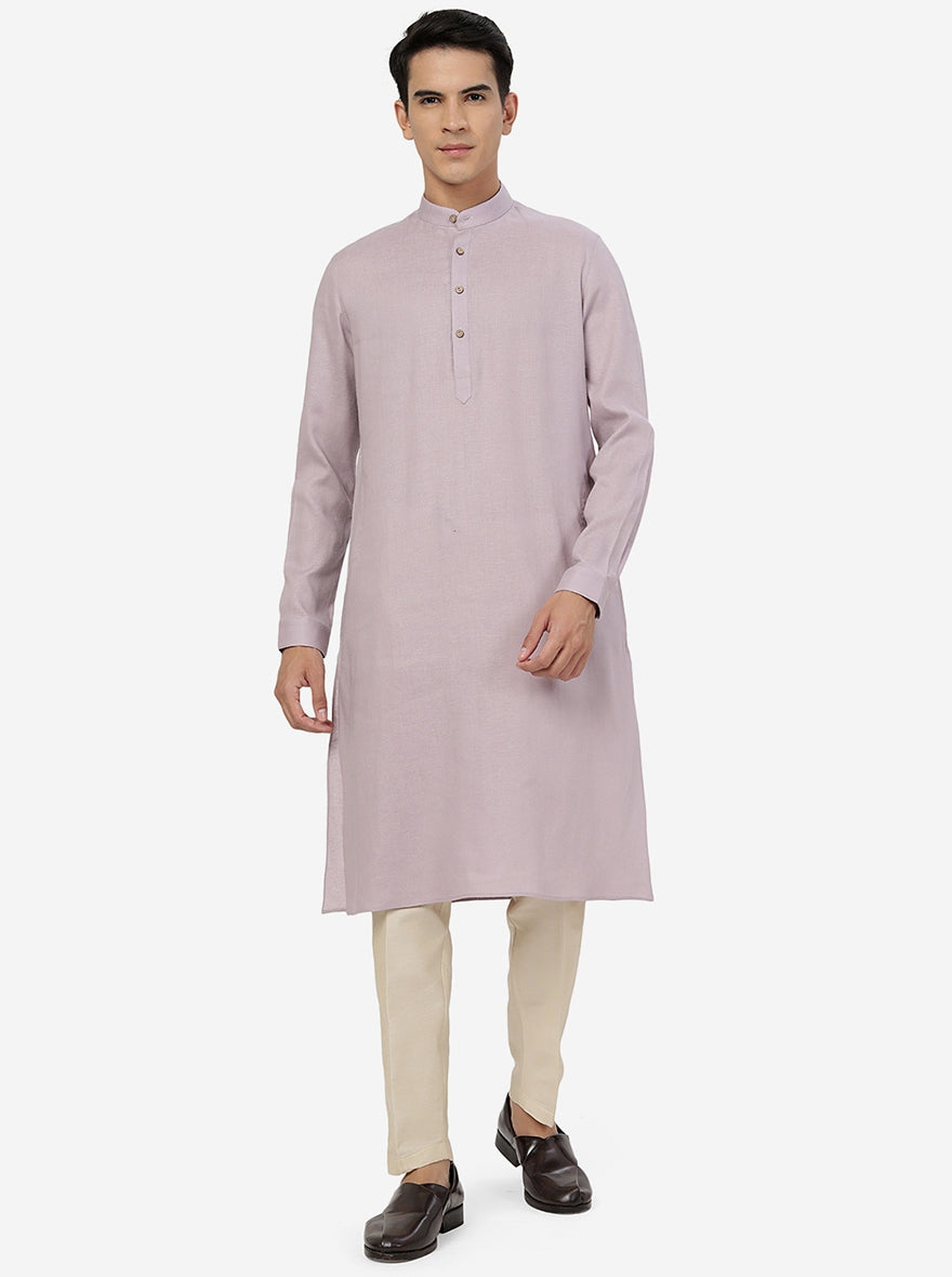 Lilac Solid Regular Fit Modi Kurta | JadeBlue