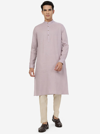 Lilac Solid Regular Fit Modi Kurta | JadeBlue