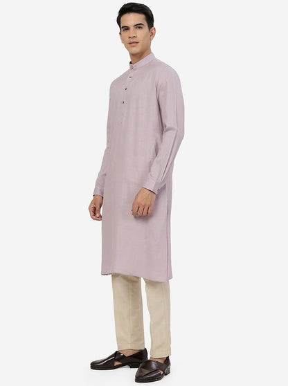 Lilac Solid Regular Fit Modi Kurta | JadeBlue