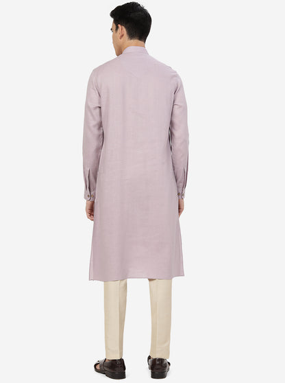 Lilac Solid Regular Fit Modi Kurta | JadeBlue