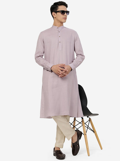 Lilac Solid Regular Fit Modi Kurta | JadeBlue
