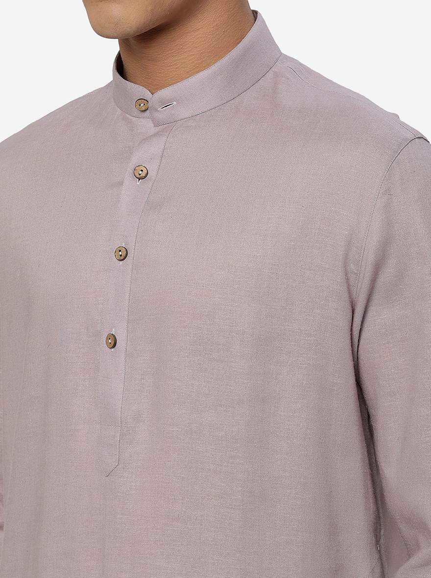 Lilac Solid Regular Fit Modi Kurta | JadeBlue