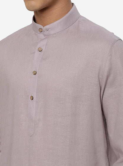 Lilac Solid Regular Fit Modi Kurta | JadeBlue