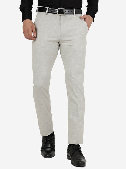 Light Grey Solid Super Slim Fit Formal Trouser | JadeBlue Youth