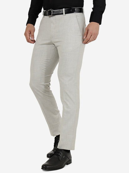 Light Grey Solid Super Slim Fit Formal Trouser | JadeBlue Youth