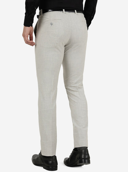 Light Grey Solid Super Slim Fit Formal Trouser | JadeBlue Youth