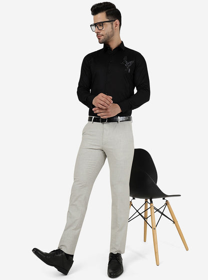 Light Grey Solid Super Slim Fit Formal Trouser | JadeBlue Youth