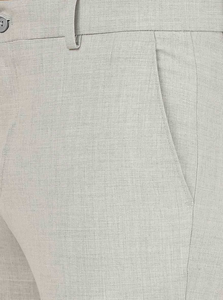 Light Grey Solid Super Slim Fit Formal Trouser | JadeBlue Youth