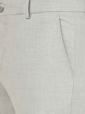 Light Grey Solid Super Slim Fit Formal Trouser | JadeBlue Youth