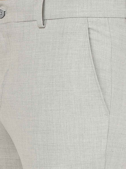 Light Grey Solid Super Slim Fit Formal Trouser | JadeBlue Youth