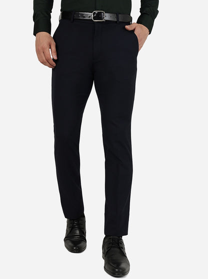 Navy Blue Solid Super Slim Fit Formal Trouser | JadeBlue Youth
