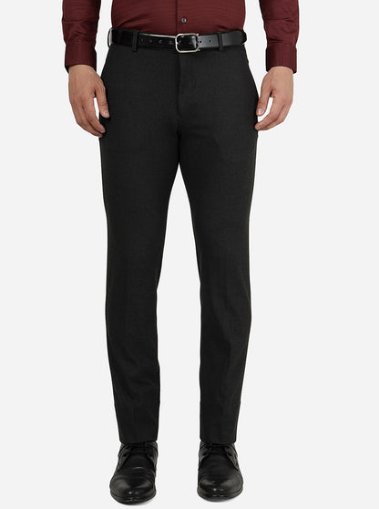 Dark Grey Solid Super Slim Fit Formal Trouser | JadeBlue Youth