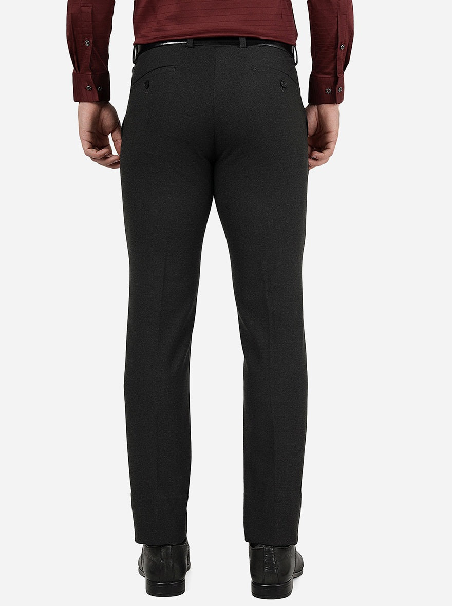Dark Grey Solid Super Slim Fit Formal Trouser | JadeBlue Youth