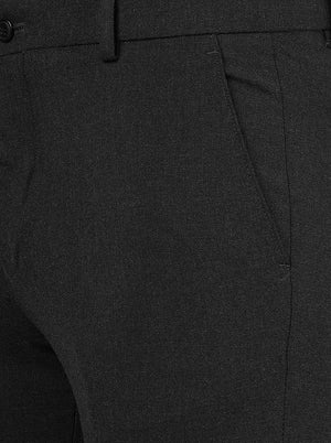 Dark Grey Solid Super Slim Fit Formal Trouser | JadeBlue Youth