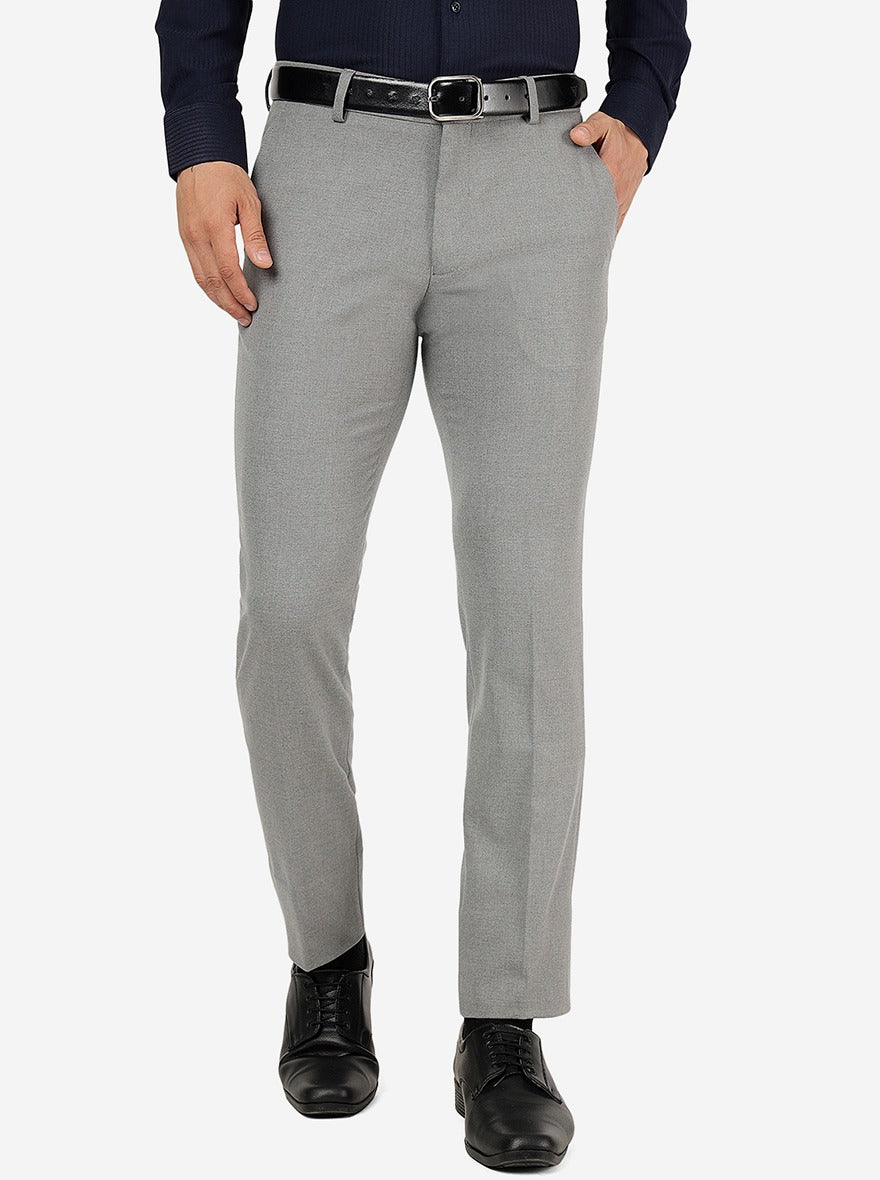 Grey Solid Super Slim Fit Trouser | JadeBlue Youth