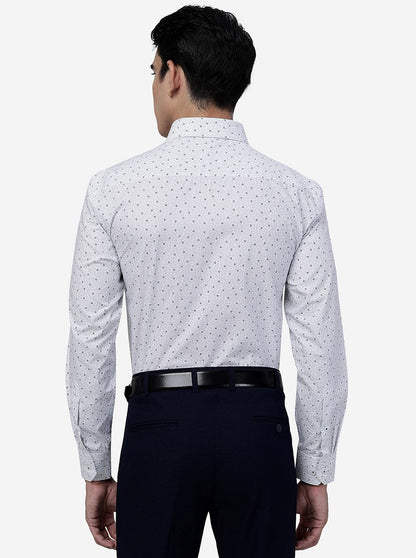 White Printed Regular Fit Formal Shirt | JadeBlue