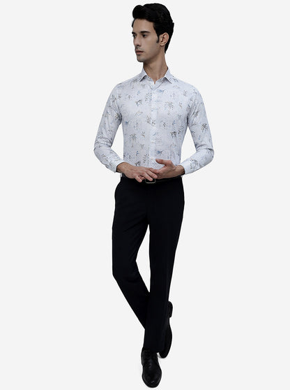 White Printed Slim Fit Party Wear Shirt | JB Studio