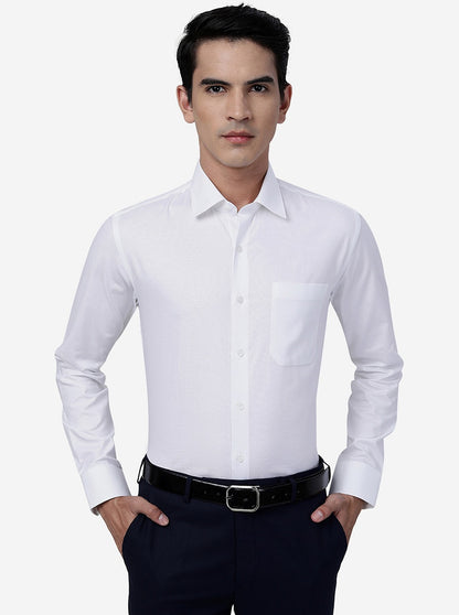 White Solid Slim Fit Formal Shirt | JadeBlue Youth