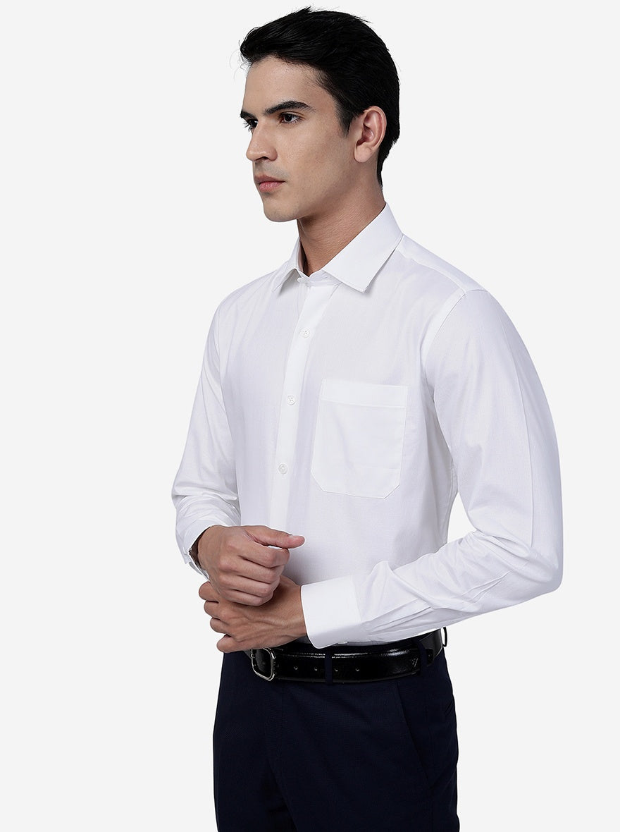 White Solid Slim Fit Formal Shirt | JadeBlue Youth