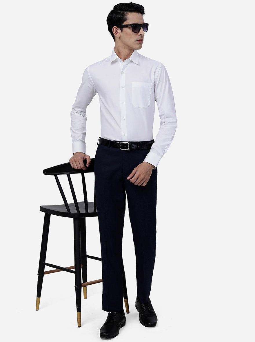 White Solid Slim Fit Formal Shirt | JadeBlue Youth