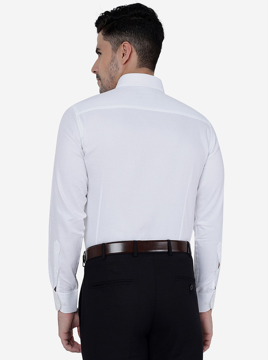 White Solid Slim Fit Formal Shirt | Metal