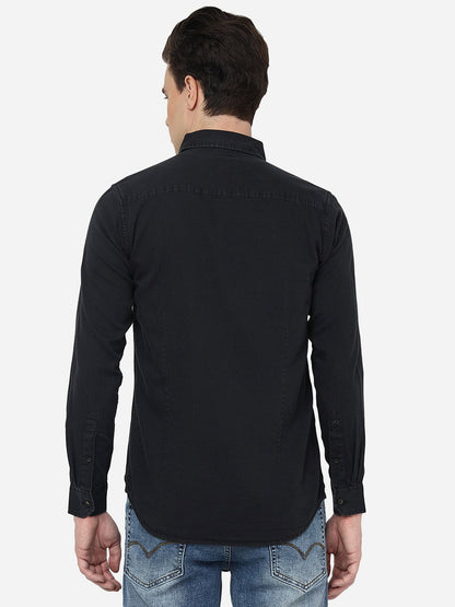 Charcoal Grey Solid Slim Fit Casual Shirt | JadeBlue