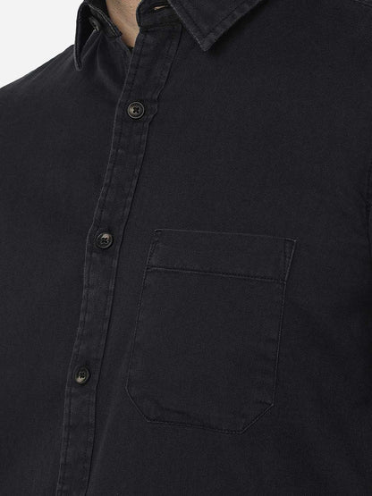 Charcoal Grey Solid Slim Fit Casual Shirt | JadeBlue