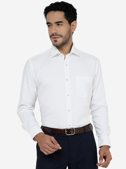 White Solid Regular Fit Formal Shirt | JadeBlue
