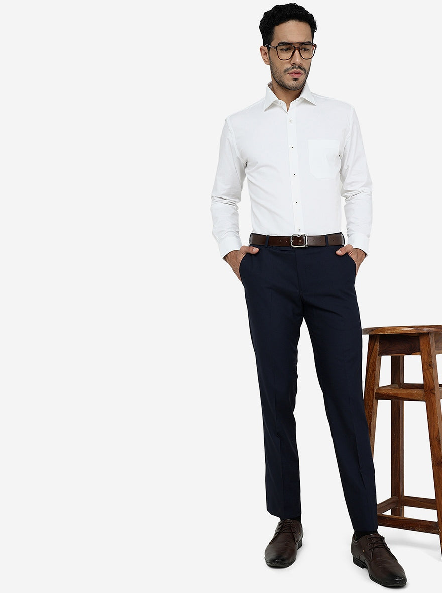 White Solid Regular Fit Formal Shirt | JadeBlue