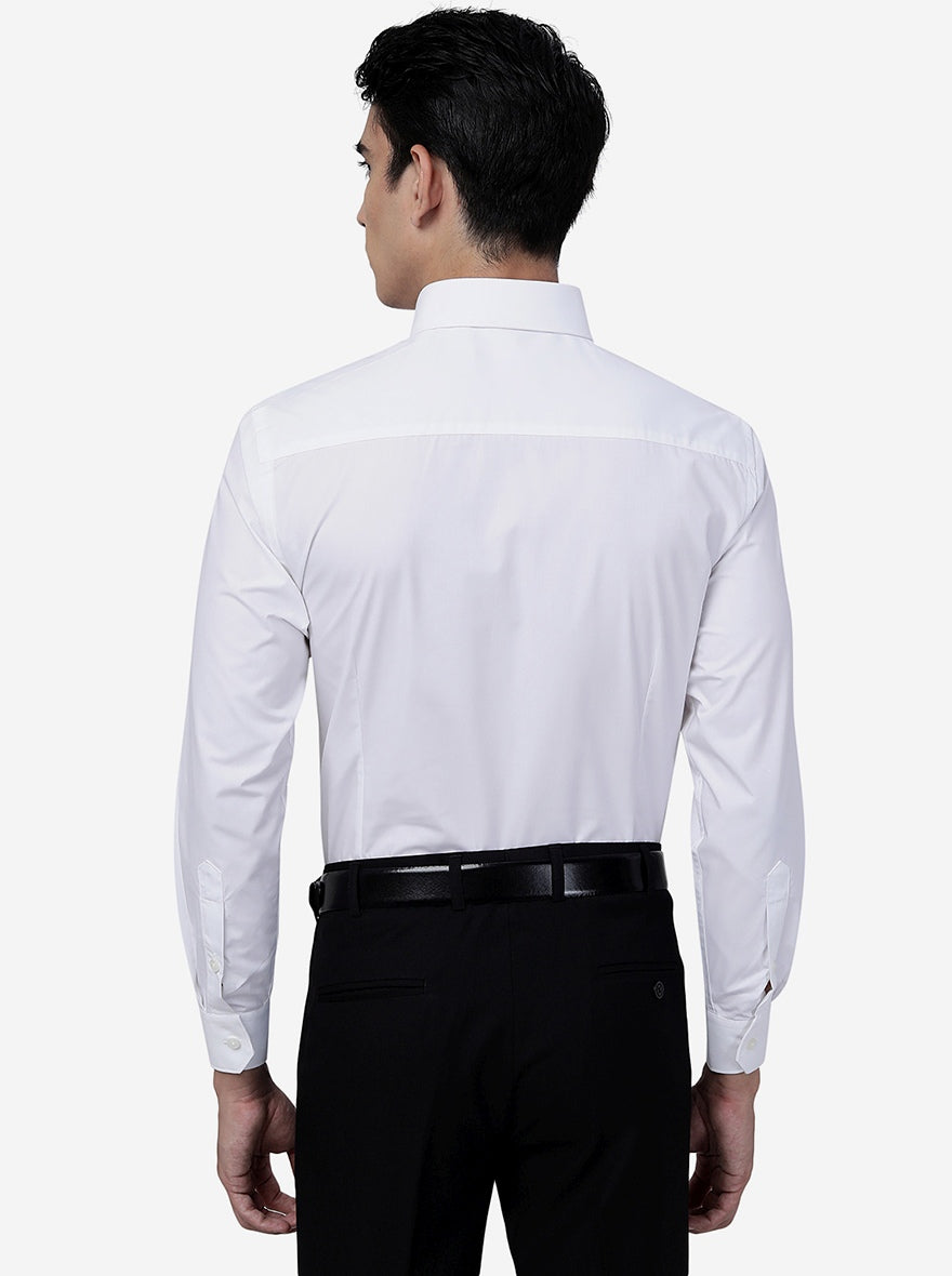 White Solid Slim Fit Formal Shirt | Greenfibre