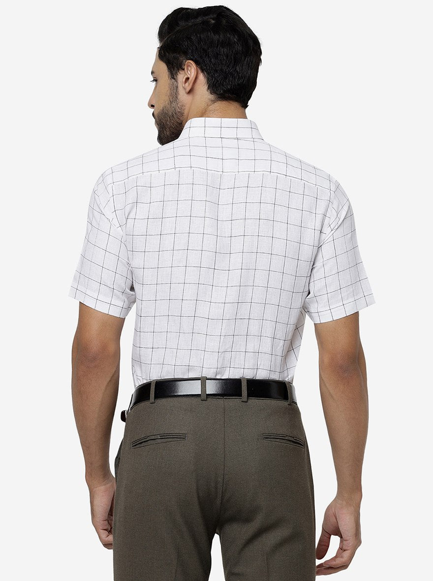 White Checked Regular Fit Formal Shirt | JadeBlue