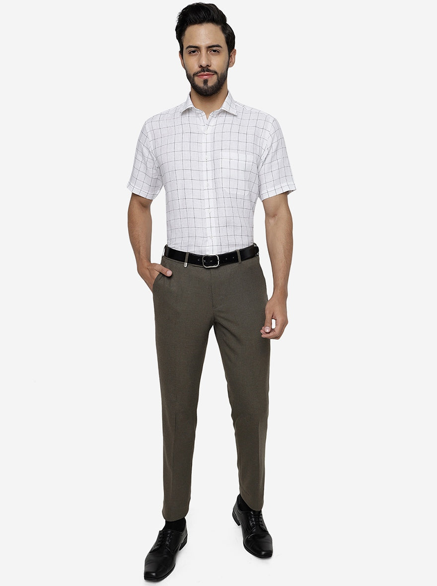 White Checked Regular Fit Formal Shirt | JadeBlue