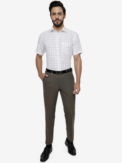 White Checked Regular Fit Formal Shirt | JadeBlue