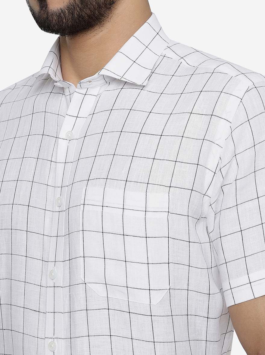 White Checked Regular Fit Formal Shirt | JadeBlue