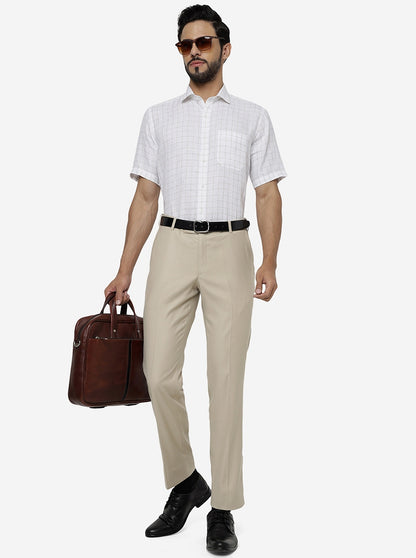 White Checked Regular Fit Formal Shirt | JadeBlue
