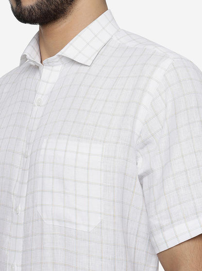 White Checked Regular Fit Formal Shirt | JadeBlue