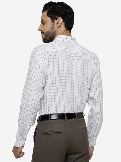 White Checked Regular Fit Formal Shirt | JadeBlue