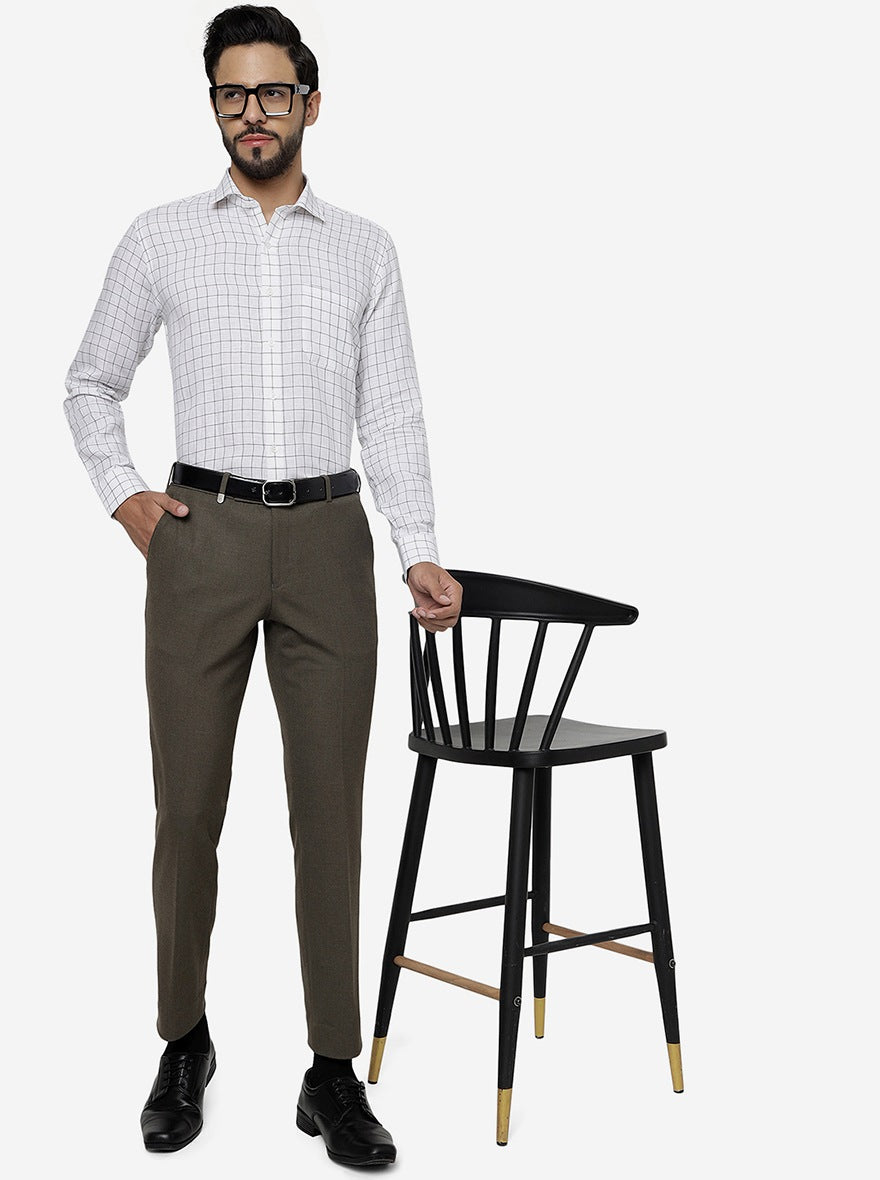White Checked Regular Fit Formal Shirt | JadeBlue