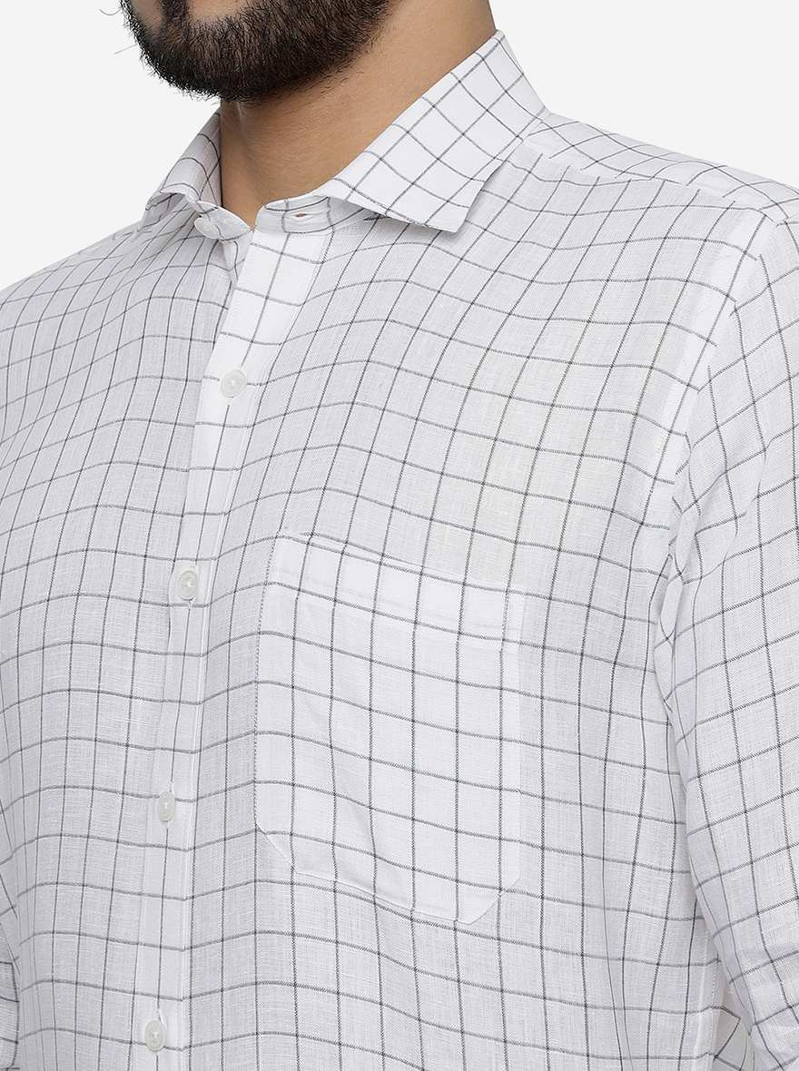 White Checked Regular Fit Formal Shirt | JadeBlue