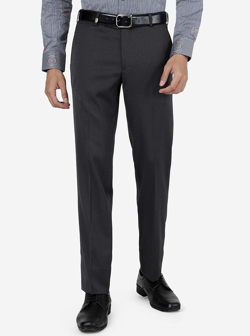 Grey Solid Slim Fit Formal Trouser | JB Studio