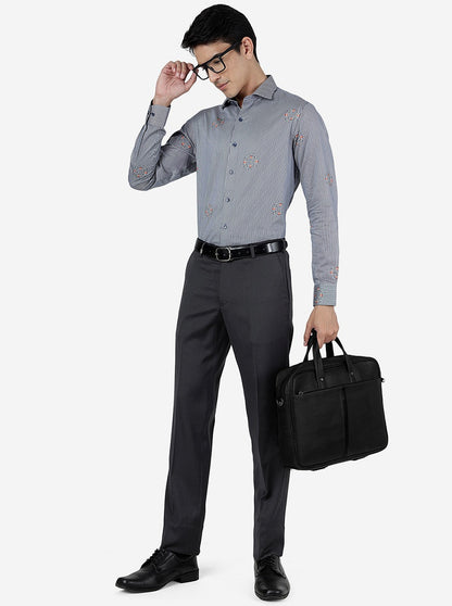 Grey Solid Slim Fit Formal Trouser | JB Studio