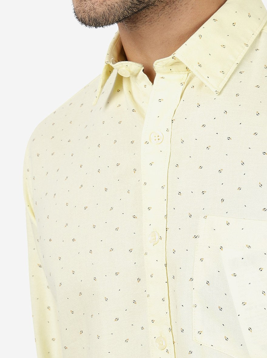Light Yellow Printed Smart Fit Semi Casual Shirt | Greenfibre