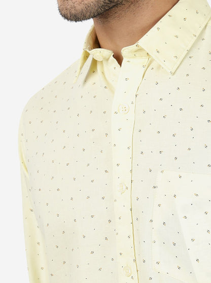 Light Yellow Printed Smart Fit Semi Casual Shirt | Greenfibre
